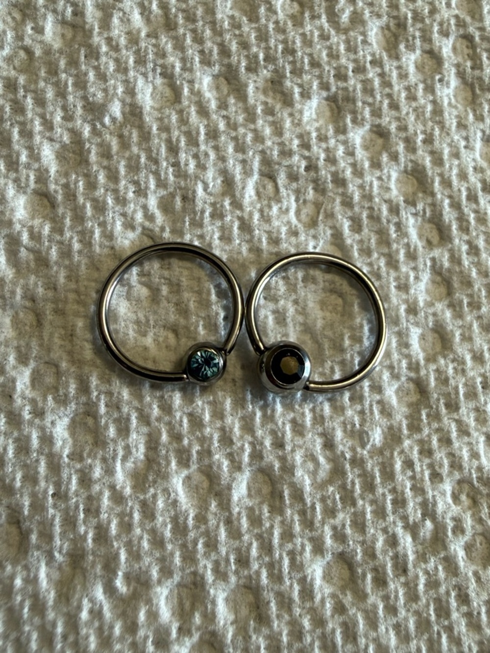 NeoMetal Titanium CBR Rings with Black and Blue Beads Earrings